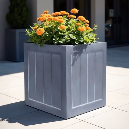 IDEALIST Large Square Planter in Grey Reinforced Stone, 45 cm – 10