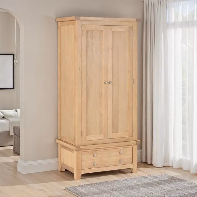 Seconique Classic Oak Wardrobe with Hinged Doors and Drawers in Brown