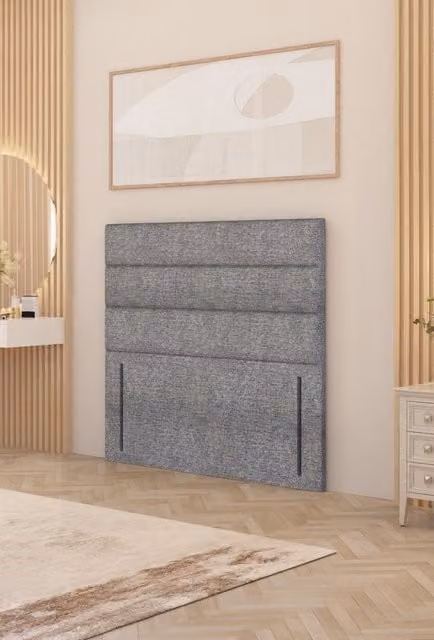 Somnior Chambery Small Double Floor Standing Divan Headboard in Grey Upholstered Tweed Fabric