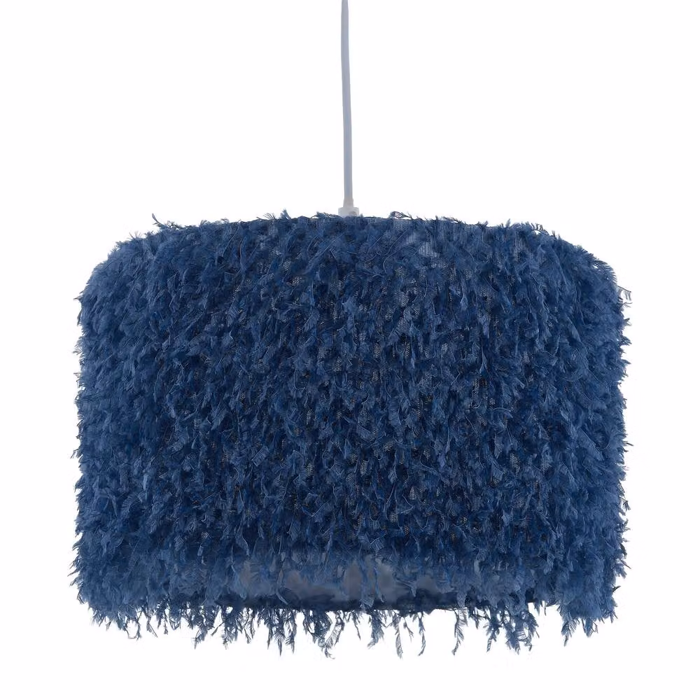 First Choice Lighting Rogers Set of 2 Blue Shaggy Easy Fit Pendant Shades, Diameter: 30 cm – 2