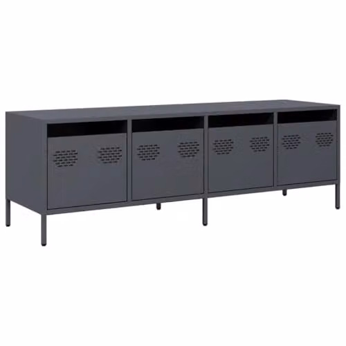 vidaXL Anthracite Industrial TV Cabinet in Matt Metal, W/D/H: 135 x 39 x 43.5 cm – 1