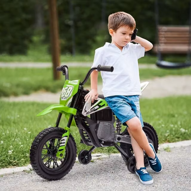 AIYAPLAY 12V Kids Electric Motorcycle with Twist Grip Throttle and Music, Green