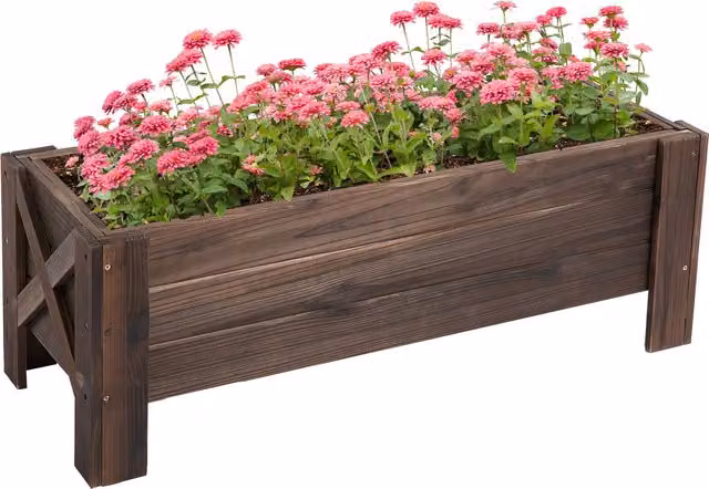 Outsunny Carbonized Wooden Garden Raised Bed Planter in Brown, W/D/H: 36.5 x 36.5 x 36 cm – 2