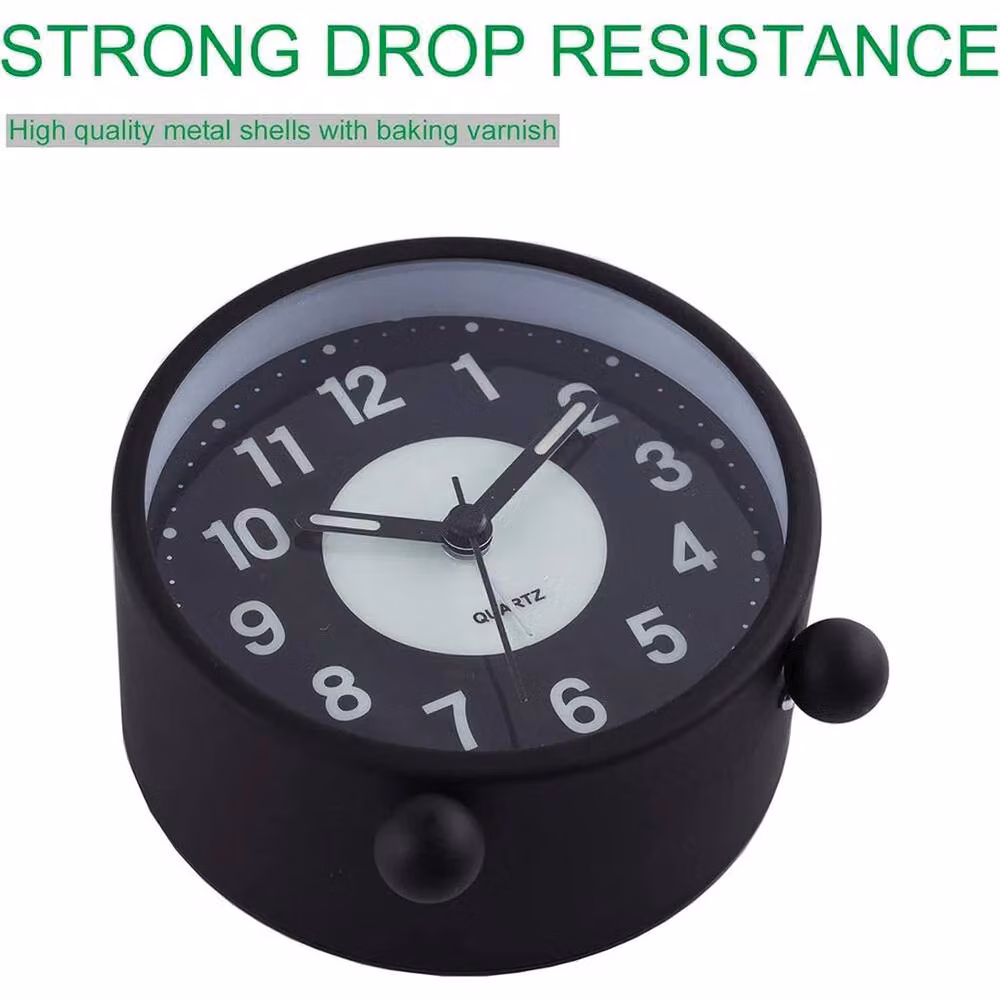 FLAVORA Black Analog Quartz Tabletop Alarm Clock with Silent Snooze Function – 4