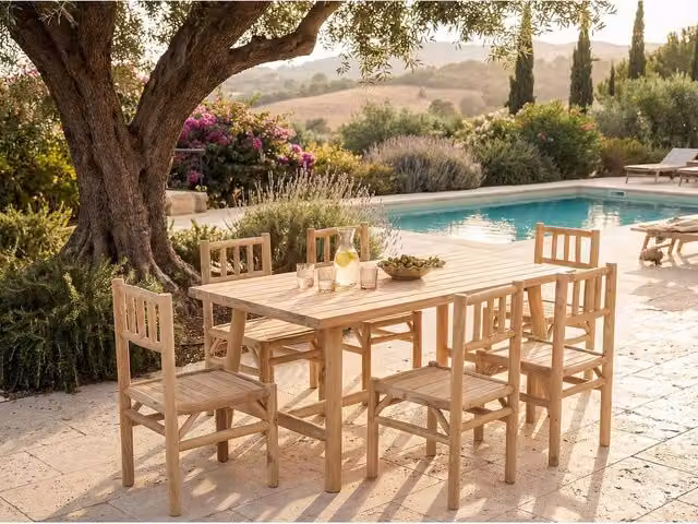 MYLIA TULUM Teak Garden Chair in Light Oak – 1