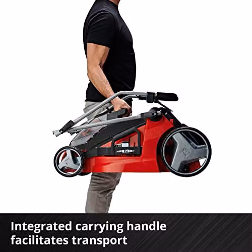 Einhell Power X-Change 36V Cordless Lawnmower with 2x Rechargeable Batteries and 2x Quick Chargers in Red and Black – 5