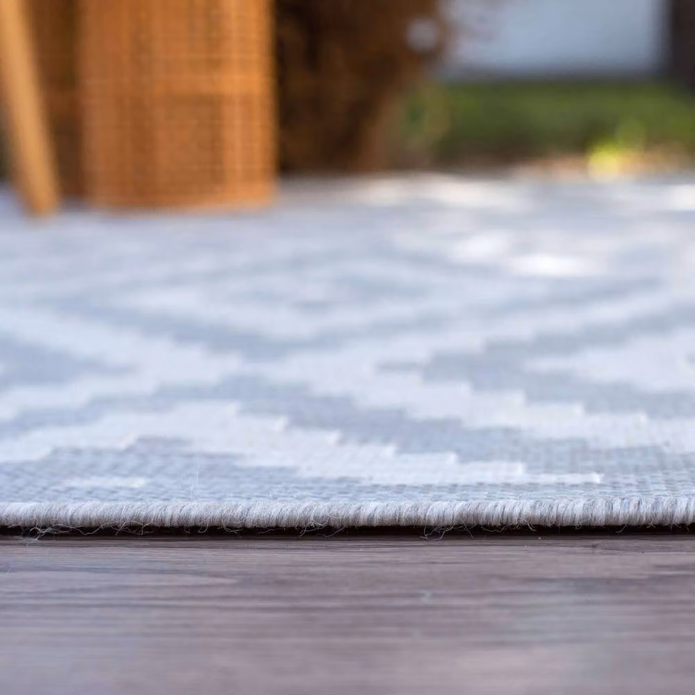 THE RUGS Geometric Diamond Indoor Outdoor Rug in Grey and Ivory, W: 240 cm, D: 340 cm – 3