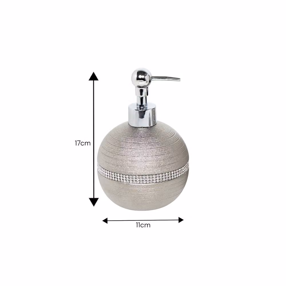 Showerdrape Sparkle Silver Resin 5-Piece Bathroom Accessory Set including Liquid Soap Dispenser – 3