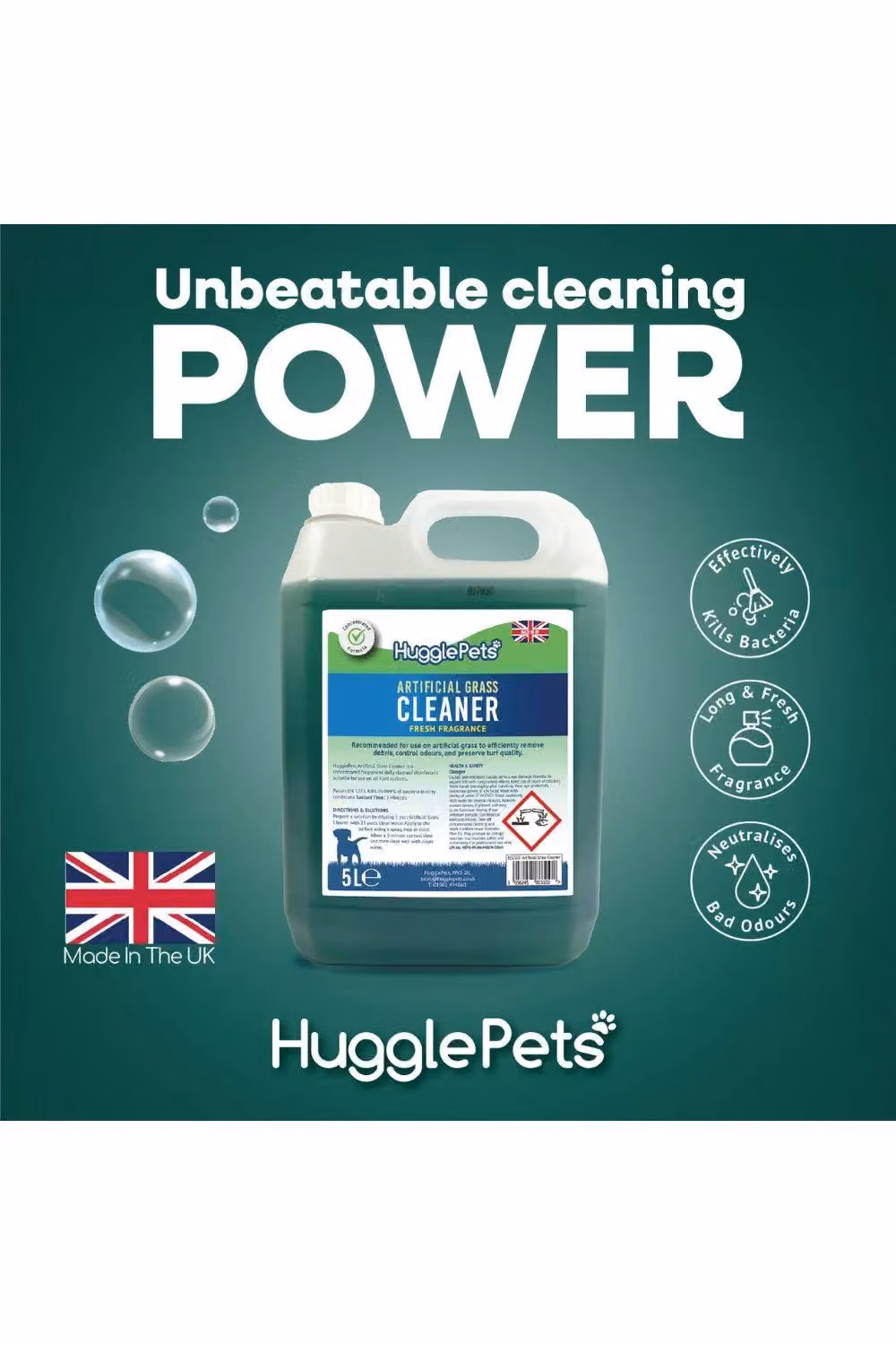 HugglePets Professional Artificial Grass Cleaner, Green, 5 l – 3