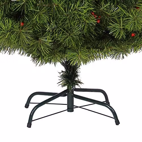 Shatchi 210cm Green Bushy Christmas Tree with Red Berry Decorations – 4