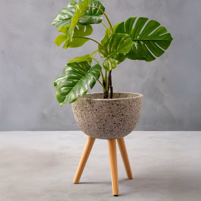 Orsina Darnell Medium Grey Speckled Round Tabletop Planter – 2