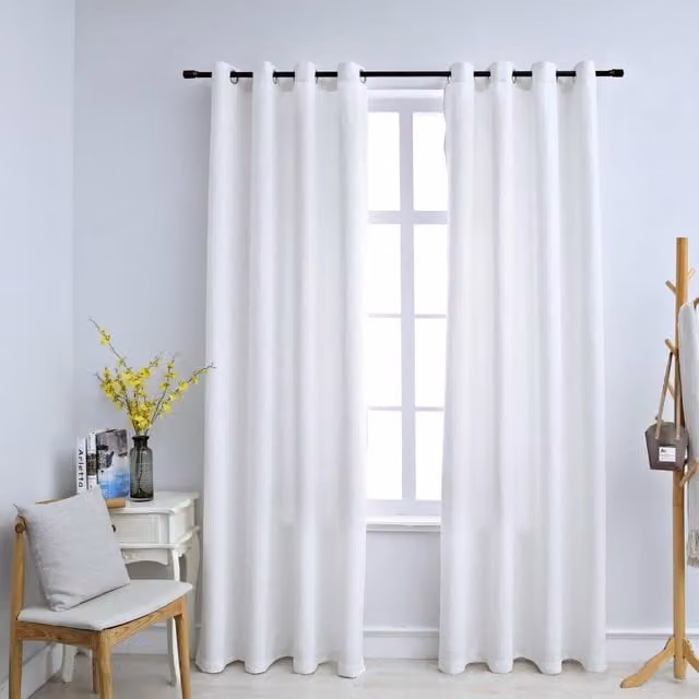 Berkfield Home Blackout Curtains with Eyelets, 2 Pack, White, W: 140 cm, H: 175 cm