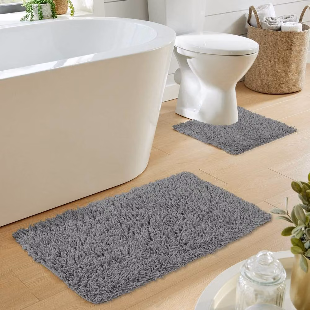 New Edge Blinds Como Bath Mat and WC Pedestal Mat Set in Grey – 2