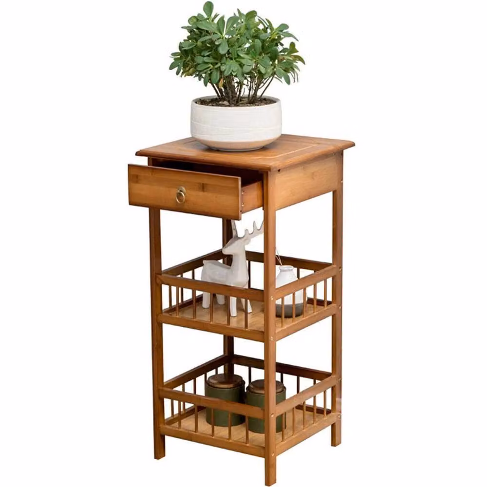 FLAVORA M Bedside Drawer Storage Nightstand in Brown, W/D/H: 30 x 30 x 78 cm – 2