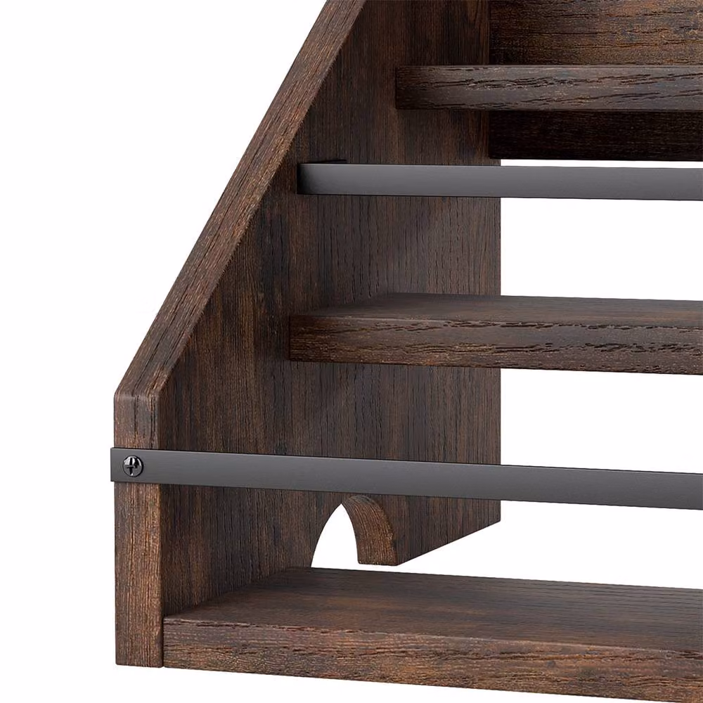 Toque Dark Brown Wooden Countertop Wine Rack and Liquor Bottle Storage Shelf – 4