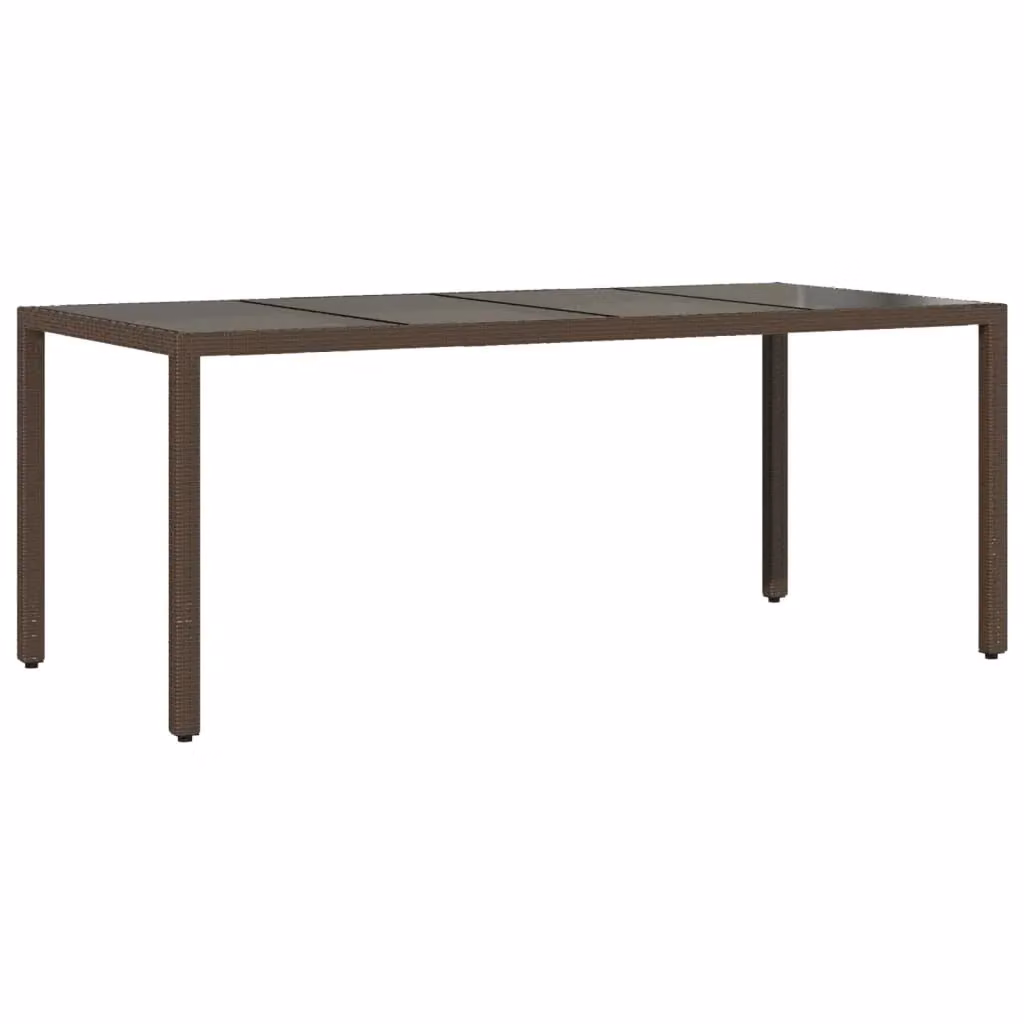 Berkfield Home Brown Poly Rattan Garden Table with Glass Top, W/D/H: 190 x 90 x 75 cm – 2
