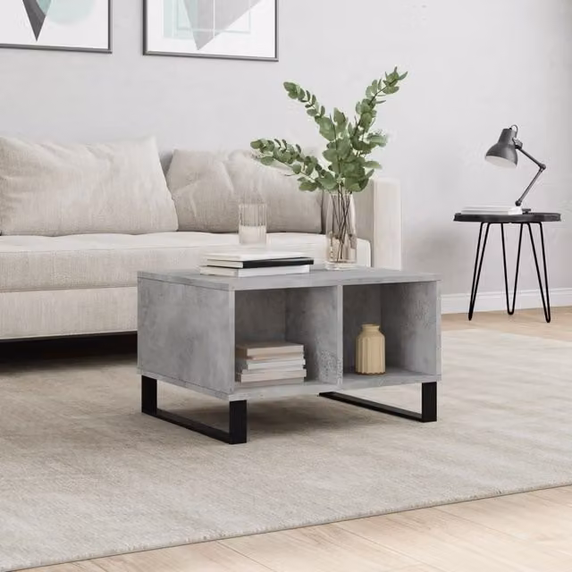 Berkfield Home Modern Grey Concrete Effect Coffee Table, W: 60 cm, D: 50 cm, H: 36.5 cm