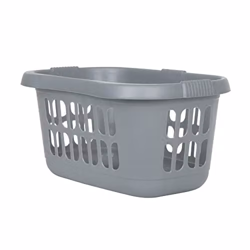 Wham Casa 2 x Plastic Hipster Laundry Baskets with Handles in Silver and Grey – 1