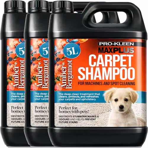 Pro-Kleen MAXPLUS Carpet Shampoo Cleaner with Amber and Bergamot Fragrance, 3 x 5 l – 1