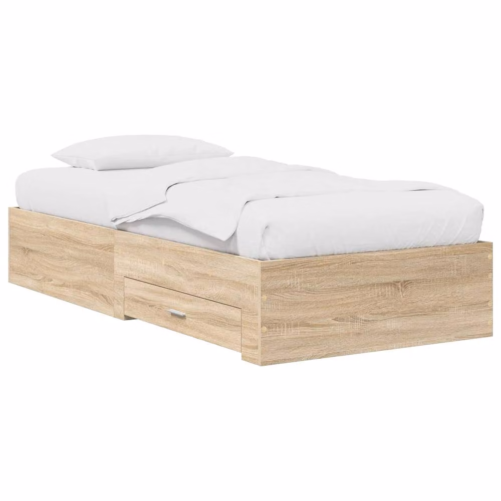 Berkfield Home Storage Bed Frame in Sonoma Oak Brown, W/D/H: 80 x 200 cm – 2