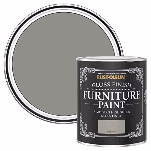 Rust-Oleum Grey Gloss Water-Based Furniture and Skirting Board Paint, 750ml