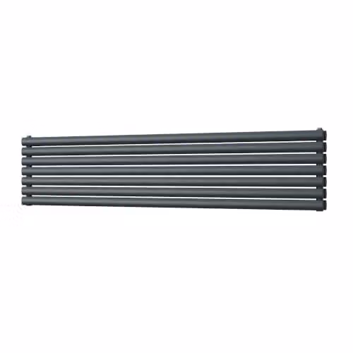 UK Radiators Omeara Axis Anthracite Elliptical Tube Horizontal Designer Double Panel Radiator W: 180 cm, H: 40.6 cm – 2