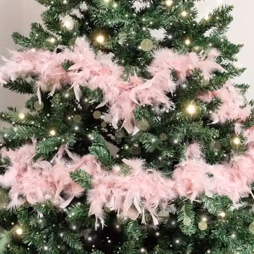 Melody Maison Pink Feather Boa Christmas Garland