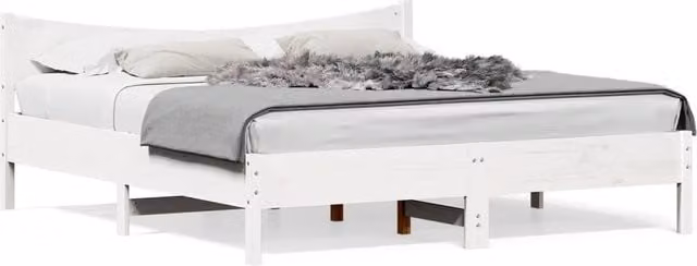 Berkfield Home Super King Solid Wood Pine Bed Frame, White, W/D/H: 180 x 200 x 74 cm – 1