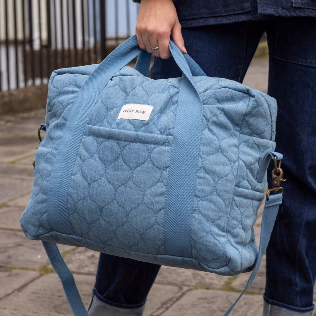 Avery Row Baby Changing Bag in Blue with Stroller Clip and Hands-Free Functionality – 2