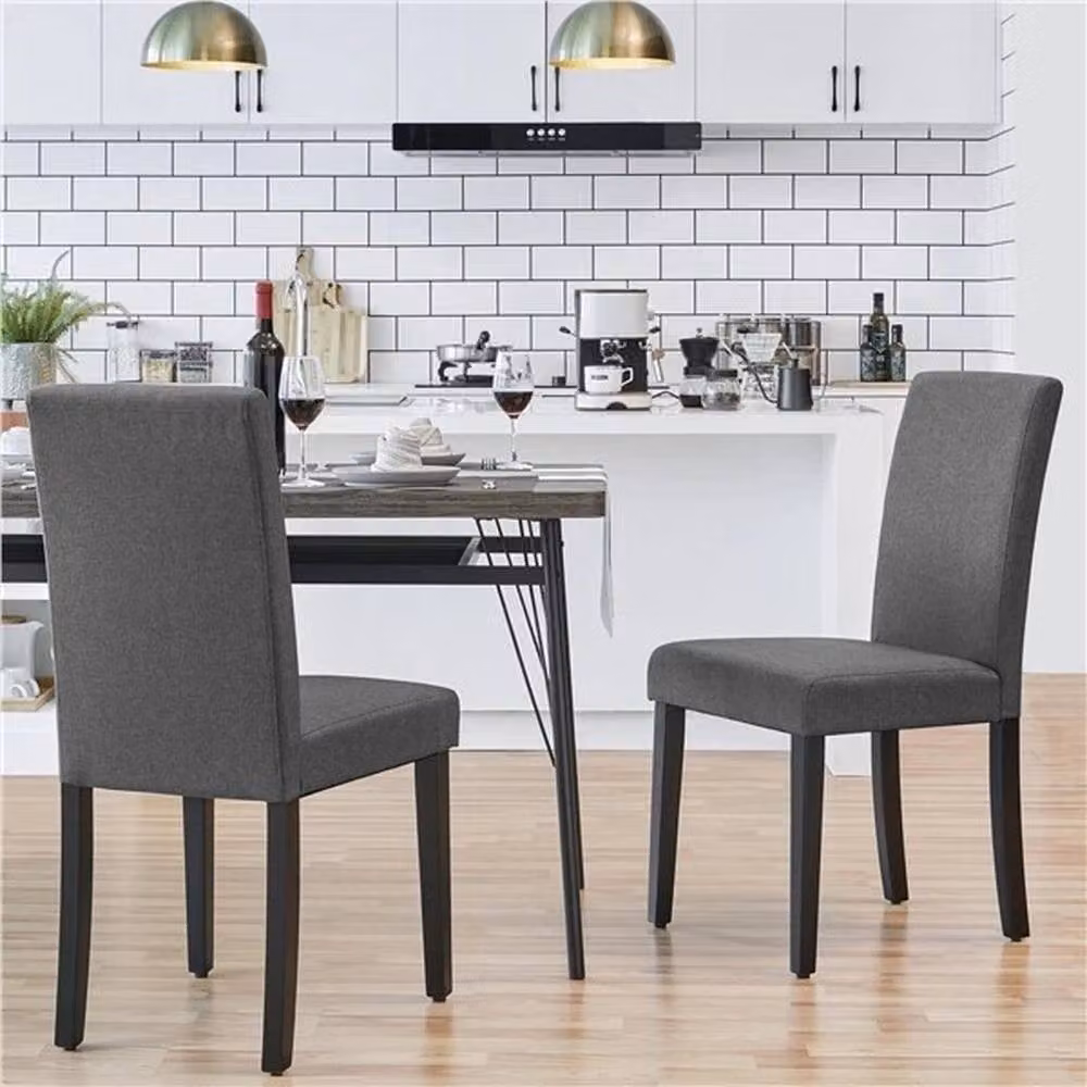 PAWNORA Set of 4 Classic Fabric Dining Chairs in Grey – 5