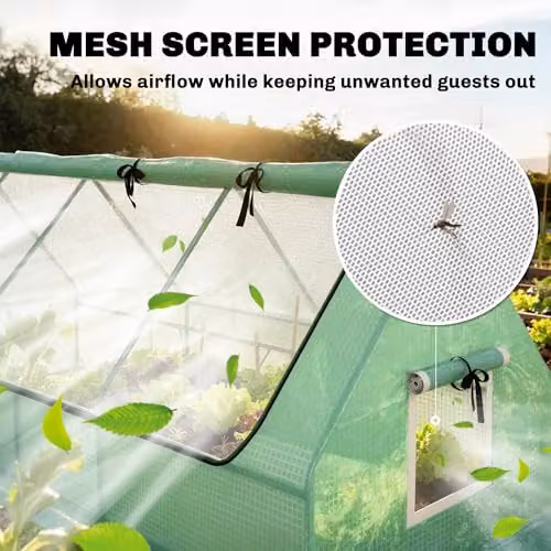 Outsunny Green Small Portable Polytunnel Greenhouse with Steel Frame and Plastic Cover, H 240 x W 90 x D 90 cm – 8