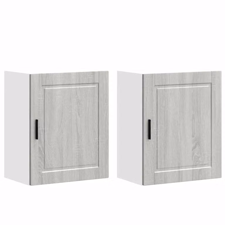 Berkfield Home Porto Kitchen Wall Cabinets, 2 Piece Set in Grey and Brown Sonoma Engineered Wood