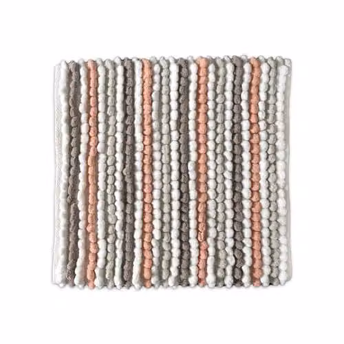 Allure Bath Fashions Luxury Striped Bobble Shower Mat, Pink Hand-Woven Microfibre Square Bath Mat, W/D/H: 50 x 50 x 1 cm – 1
