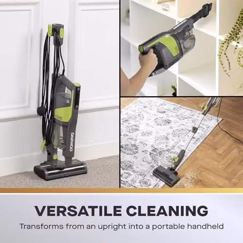 Daewoo Cyclone Turbo 3-in-1 Corded Stick and Handheld Vacuum Cleaner 500W in Grey with Turbo Brush, LED Headlight and Pet Hair Function – 3