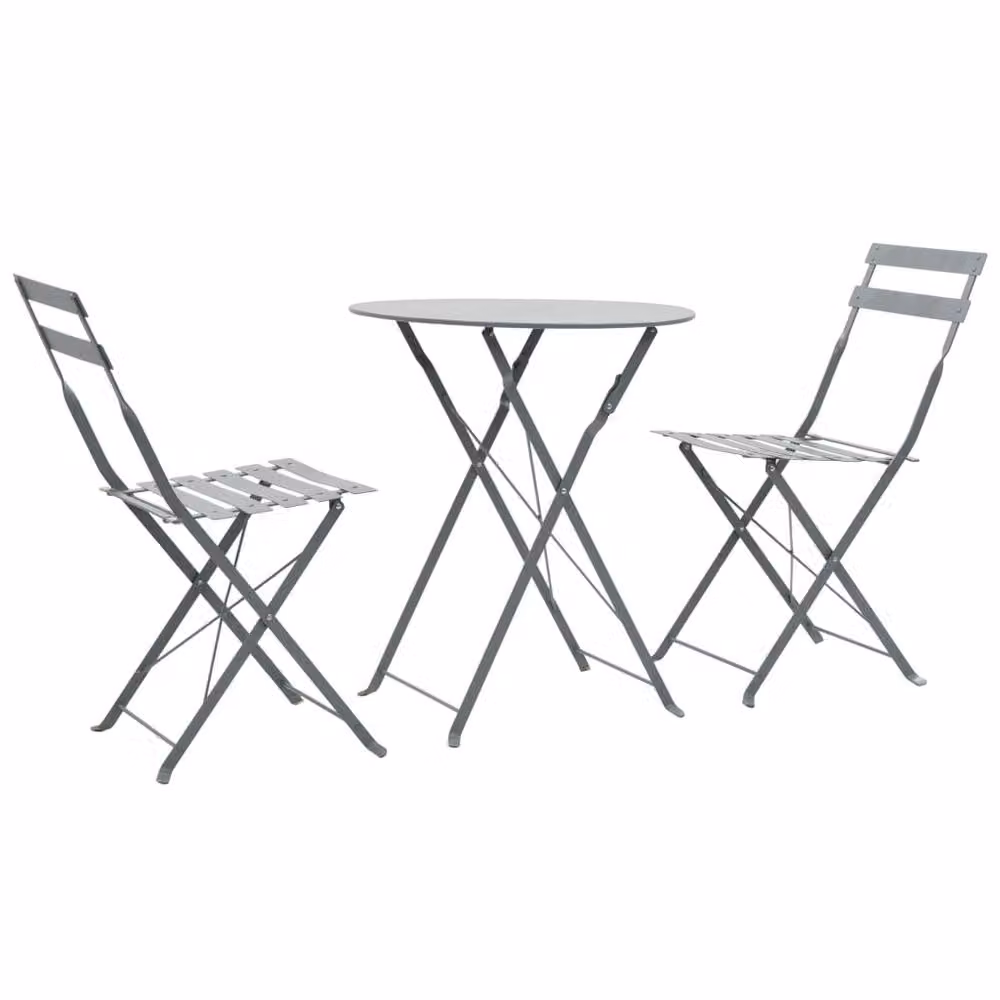 Berkfield Home 3 Piece Metal Bistro Set in Matt Grey
