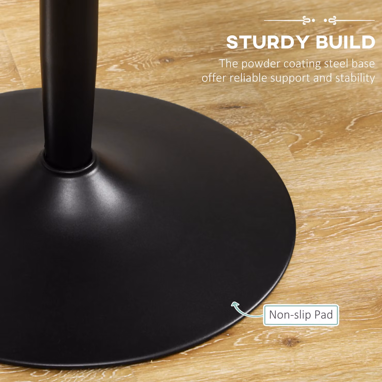 HOMCOM Modern Round Dining Table with Matt Black Metal Central Column Base – 4