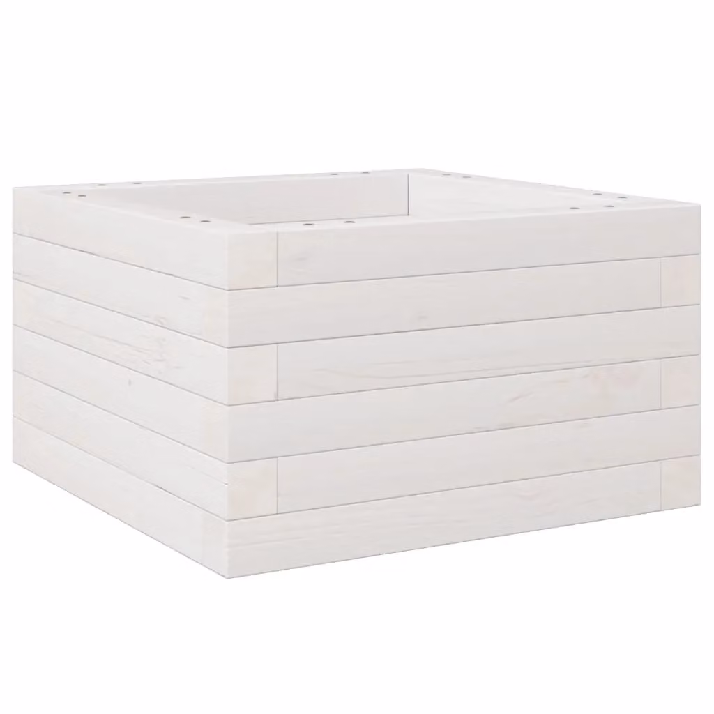 Berkfield Home White Solid Wood Pine Garden Planter Tub W/D/H: 40 x 40 x 23 cm – 2