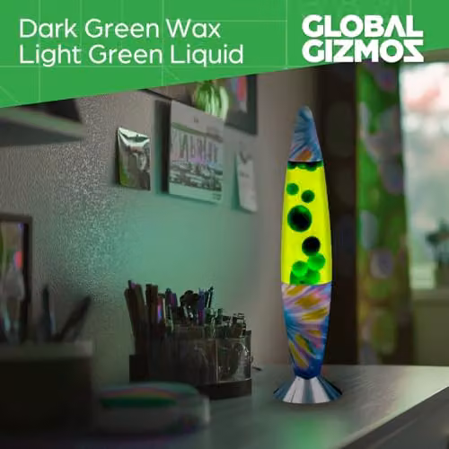 Global Gizmos 49019 Tie Dye Lava Lamp, Multicolour Retro Mood Light with Silver Aluminium Base, Height: 40.64 cm – 4