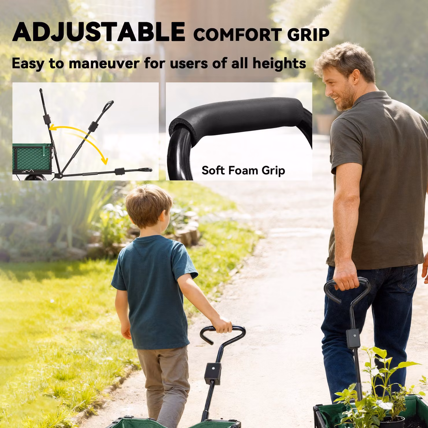 Outsunny Green Garden Cart Trolley with 114L Capacity and Heavy Duty Steel Frame – 6