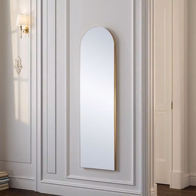 Yearn Minimal Arch Full Length Wall Mirror in Gold