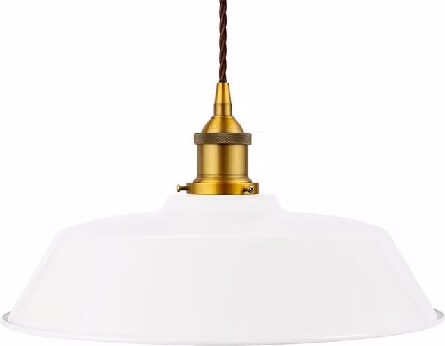 SE Home Chancery White Pendant Light with Gold and Brown Twisted Metal Details