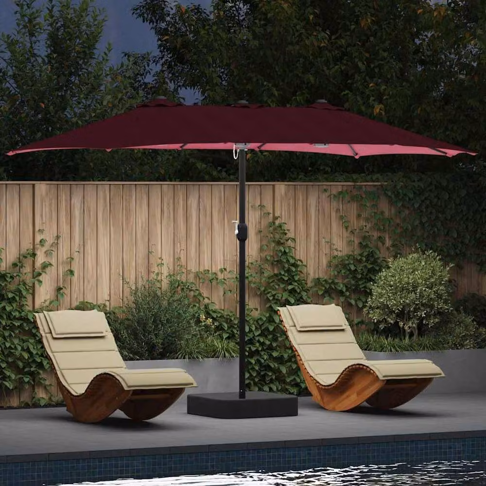 Berkfield Home Modern Folding Garden Parasol in Burgundy Red, W/D/H: 385 x 209 x 244 cm – 2
