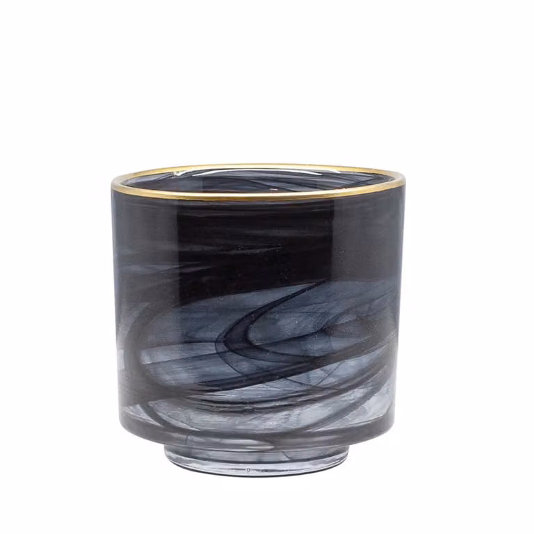 Dome Deco ALTO Tealight Holder, Petrol and Black Glass