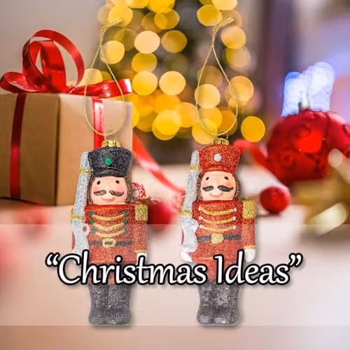 VFM e-Store Red Glitter Soldier Nutcracker Christmas Tree Hanging Ornament, H 14.5 x W 6 x D 3.5 cm – 6