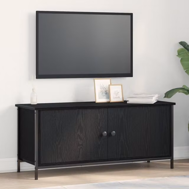 Berkfield Home Black Oak TV Stand in Black, W/D/H: 102 x 35 x 45 cm – 1