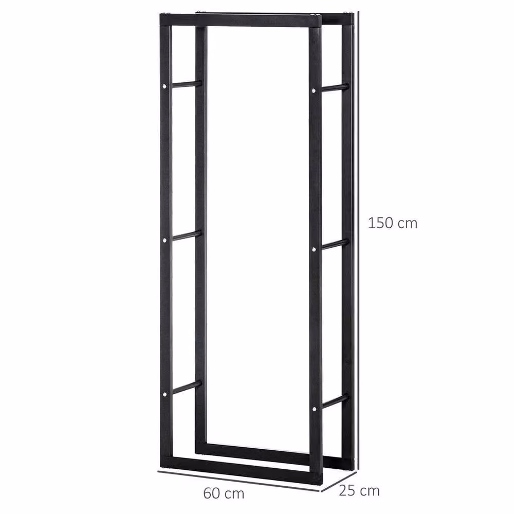EONLION Metal Firewood Log Holder in Black, W/D/H: 60 x 25 x 150 cm – 2