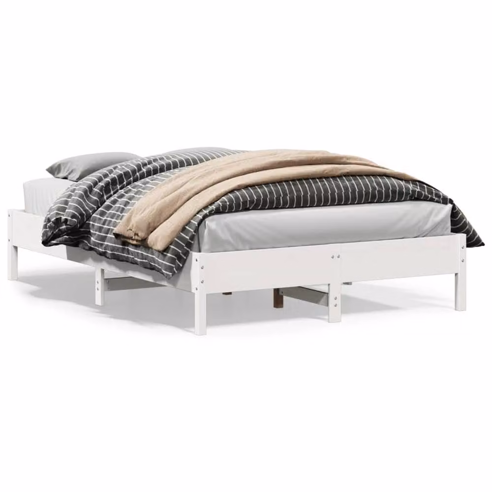 Berkfield Home Beautiful Solid Wood Pine Bed Frame in White, W/D/H: 160 x 200 x 36.5 cm – 2