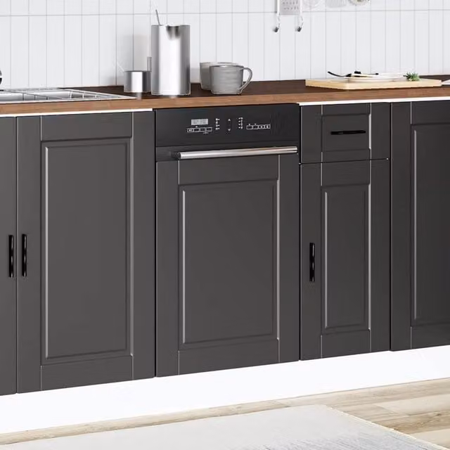 Berkfield Home Porto Black Decorative Dishwasher Panel in Engineered Wood, W: 45 cm, H: 67 cm – 1