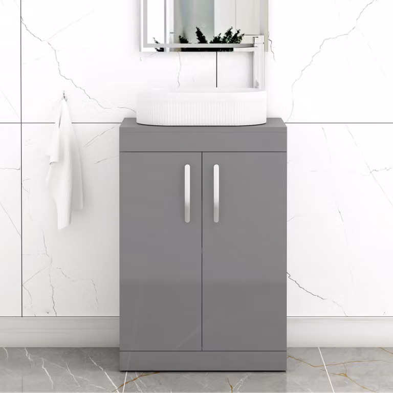 Royal Bathrooms Turin 800mm Floor Standing 2 Door Vanity Unit with Countertop Basin in Indigo Grey Gloss