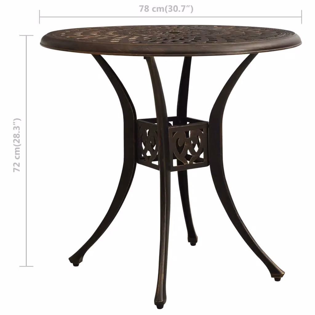 Berkfield Home Garden Table in Brown Cast Aluminium, W/D/H: 78 x 78 x 72 cm – 4